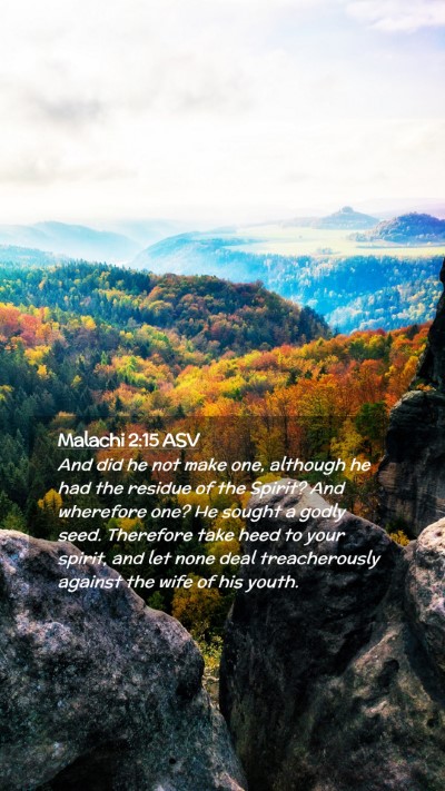 Picture 02 - Malachi 2:15 ASV Mobile Phone Wallpaper - And did he not make one, although he had the - Mobile Bible Verse Wallpaper