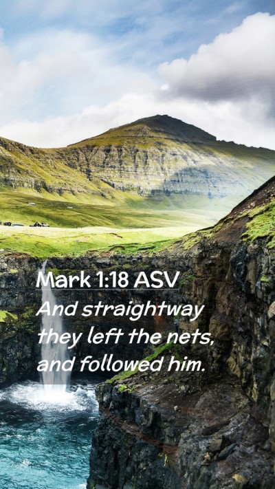 Picture 02 - Mark 1:18 ASV Mobile Phone Wallpaper - And straightway they left the nets, and followed - Mobile Bible Verse Wallpaper
