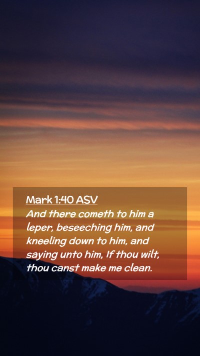 Picture 02 - Mark 1:40 ASV Mobile Phone Wallpaper - And there cometh to him a leper, beseeching him, - Mobile Bible Verse Wallpaper