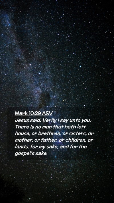 Picture 02 - Mark 10:29 ASV Mobile Phone Wallpaper - Jesus said, Verily I say unto you, There is no - Mobile Bible Verse Wallpaper