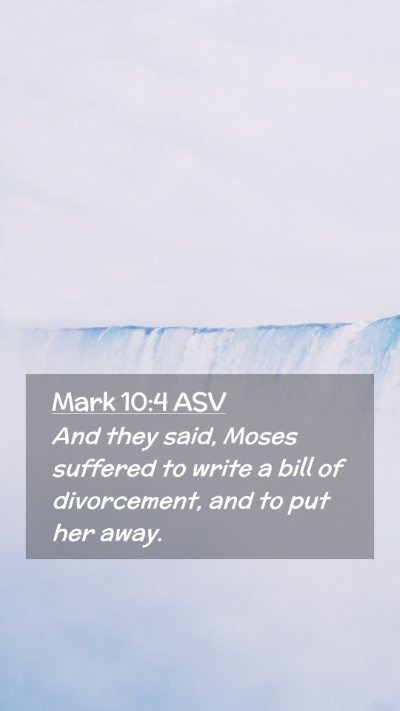 Picture 02 - Mark 10:4 ASV Mobile Phone Wallpaper - And they said, Moses suffered to write a bill of - Mobile Bible Verse Wallpaper