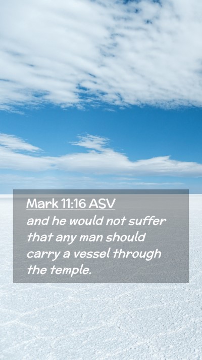 Picture 02 - Mark 11:16 ASV Mobile Phone Wallpaper - and he would not suffer that any man should carry - Mobile Bible Verse Wallpaper
