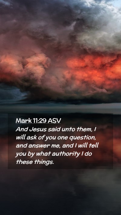 Picture 02 - Mark 11:29 ASV Mobile Phone Wallpaper - And Jesus said unto them, I will ask of you one - Mobile Bible Verse Wallpaper