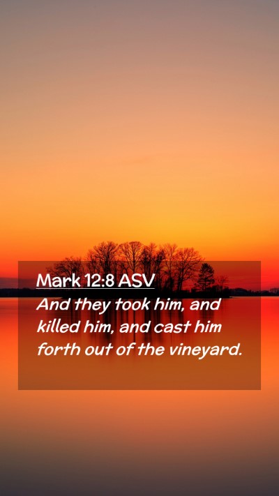 Picture 02 - Mark 12:8 ASV Mobile Phone Wallpaper - And they took him, and killed him, and cast him - Mobile Bible Verse Wallpaper
