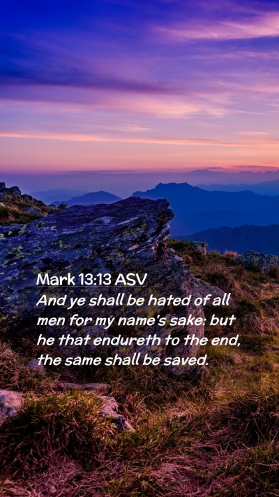 Picture 02 - Mark 13:13 ASV Mobile Phone Wallpaper - And ye shall be hated of all men for my name's - Mobile Bible Verse Wallpaper