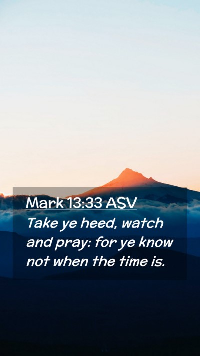 Picture 02 - Mark 13:33 ASV Mobile Phone Wallpaper - Take ye heed, watch and pray: for ye know not - Mobile Bible Verse Wallpaper