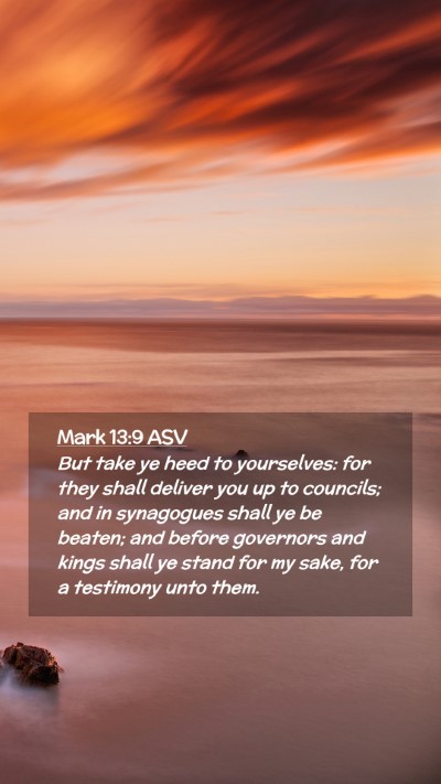 Picture 02 - Mark 13:9 ASV Mobile Phone Wallpaper - But take ye heed to yourselves: for they shall - Mobile Bible Verse Wallpaper