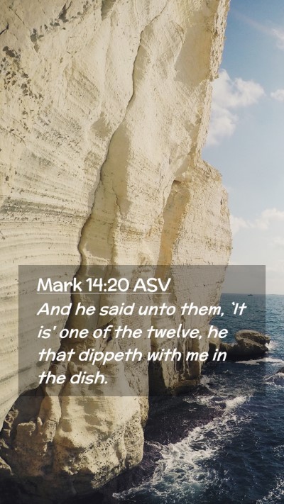 Picture 02 - Mark 14:20 ASV Mobile Phone Wallpaper - And he said unto them, `It is' one of the twelve, - Mobile Bible Verse Wallpaper