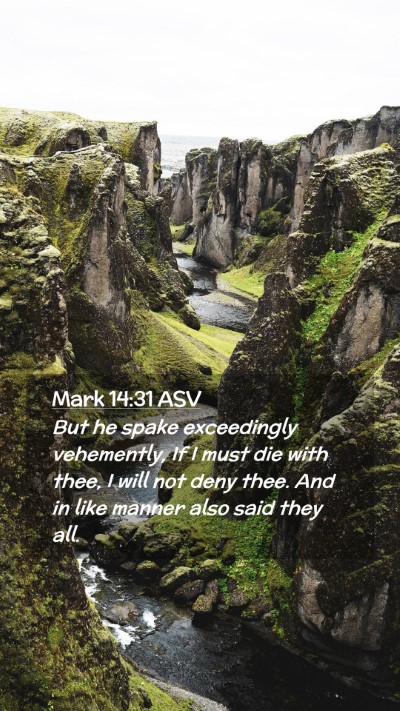 Picture 02 - Mark 14:31 ASV Mobile Phone Wallpaper - But he spake exceedingly vehemently, If I must - Mobile Bible Verse Wallpaper