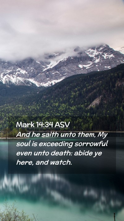 Picture 02 - Mark 14:34 ASV Mobile Phone Wallpaper - And he saith unto them, My soul is exceeding - Mobile Bible Verse Wallpaper