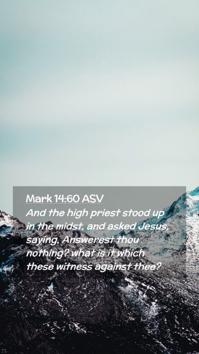 Picture 02 - Mark 14:60 ASV Mobile Phone Wallpaper - And the high priest stood up in the midst, and - Mobile Bible Verse Wallpaper