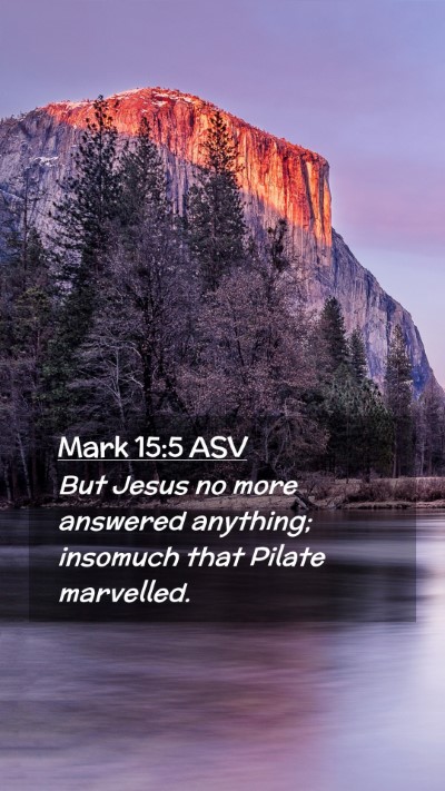 Picture 02 - Mark 15:5 ASV Mobile Phone Wallpaper - But Jesus no more answered anything; insomuch - Mobile Bible Verse Wallpaper