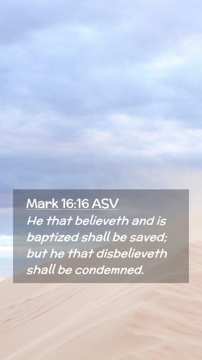 Picture 02 - Mark 16:16 ASV Mobile Phone Wallpaper - He that believeth and is baptized shall be saved; - Mobile Bible Verse Wallpaper