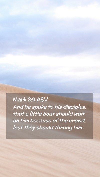Picture 02 - Mark 3:9 ASV Mobile Phone Wallpaper - And he spake to his disciples, that a little boat - Mobile Bible Verse Wallpaper