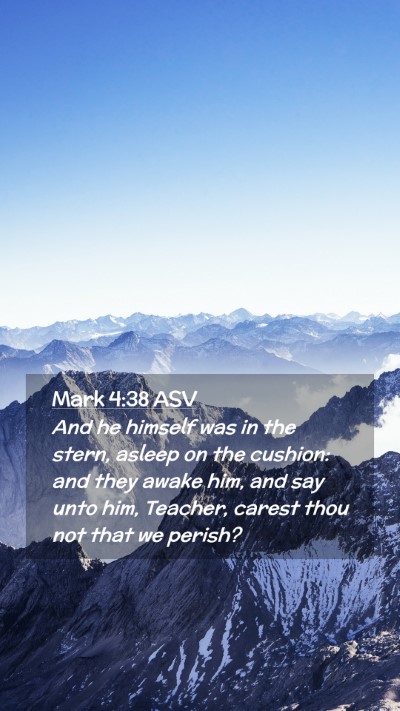 Picture 02 - Mark 4:38 ASV Mobile Phone Wallpaper - And he himself was in the stern, asleep on the - Mobile Bible Verse Wallpaper