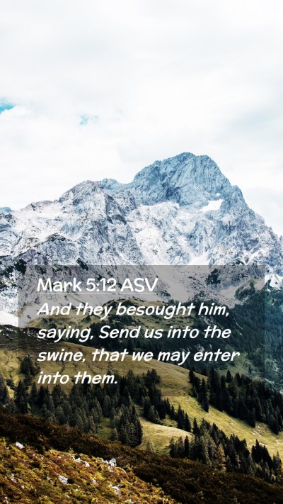 Picture 02 - Mark 5:12 ASV Mobile Phone Wallpaper - And they besought him, saying, Send us into the - Mobile Bible Verse Wallpaper