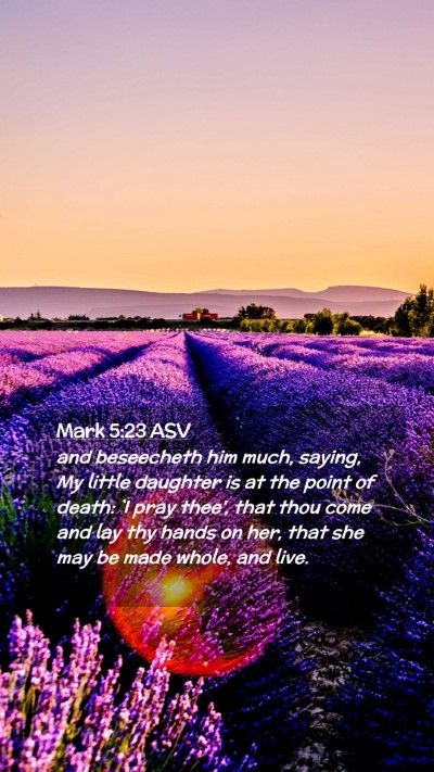 Picture 02 - Mark 5:23 ASV Mobile Phone Wallpaper - and beseecheth him much, saying, My little - Mobile Bible Verse Wallpaper