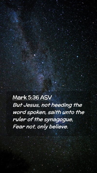 Picture 02 - Mark 5:36 ASV Mobile Phone Wallpaper - But Jesus, not heeding the word spoken, saith - Mobile Bible Verse Wallpaper