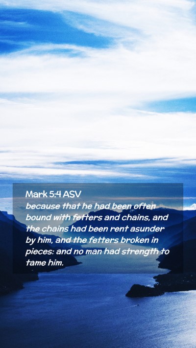 Picture 02 - Mark 5:4 ASV Mobile Phone Wallpaper - because that he had been often bound with fetters - Mobile Bible Verse Wallpaper