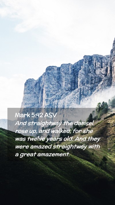 Picture 02 - Mark 5:42 ASV Mobile Phone Wallpaper - And straightway the damsel rose up, and walked; - Mobile Bible Verse Wallpaper