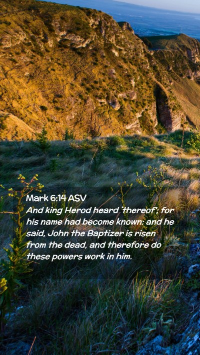 Picture 02 - Mark 6:14 ASV Mobile Phone Wallpaper - And king Herod heard `thereof'; for his name had - Mobile Bible Verse Wallpaper