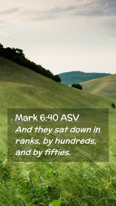 Picture 02 - Mark 6:40 ASV Mobile Phone Wallpaper - And they sat down in ranks, by hundreds, and by - Mobile Bible Verse Wallpaper
