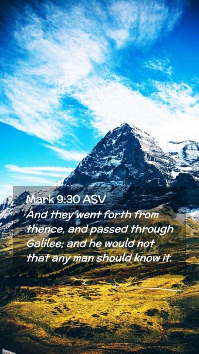 Picture 02 - Mark 9:30 ASV Mobile Phone Wallpaper - And they went forth from thence, and passed - Mobile Bible Verse Wallpaper