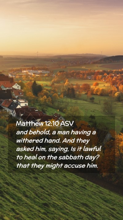 Picture 02 - Matthew 12:10 ASV Mobile Phone Wallpaper - and behold, a man having a withered hand. And - Mobile Bible Verse Wallpaper