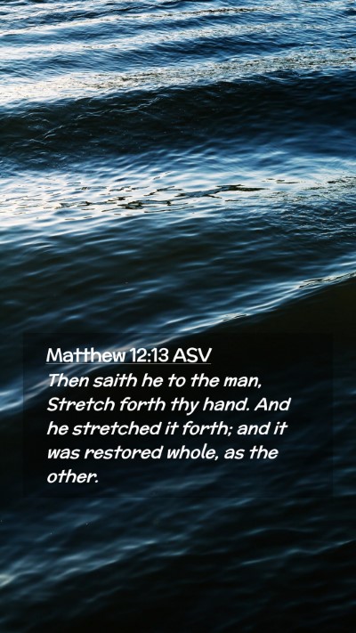 Picture 02 - Matthew 12:13 ASV Mobile Phone Wallpaper - Then saith he to the man, Stretch forth thy hand. - Mobile Bible Verse Wallpaper