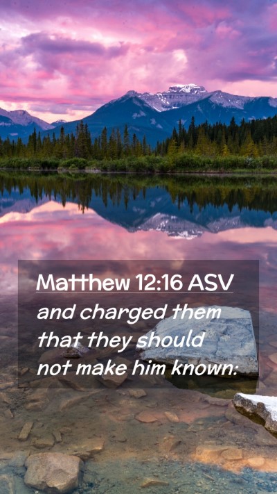Picture 02 - Matthew 12:16 ASV Mobile Phone Wallpaper - and charged them that they should not make him - Mobile Bible Verse Wallpaper