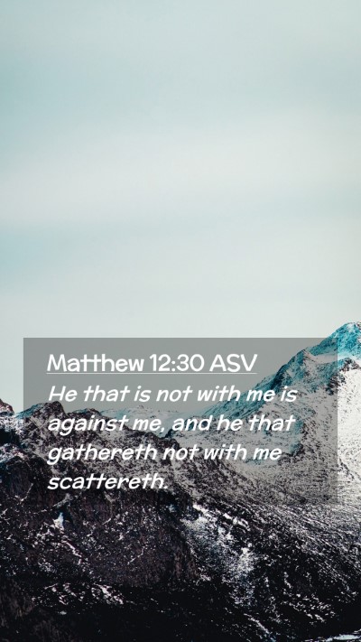 Picture 02 - Matthew 12:30 ASV Mobile Phone Wallpaper - He that is not with me is against me, and he that - Mobile Bible Verse Wallpaper