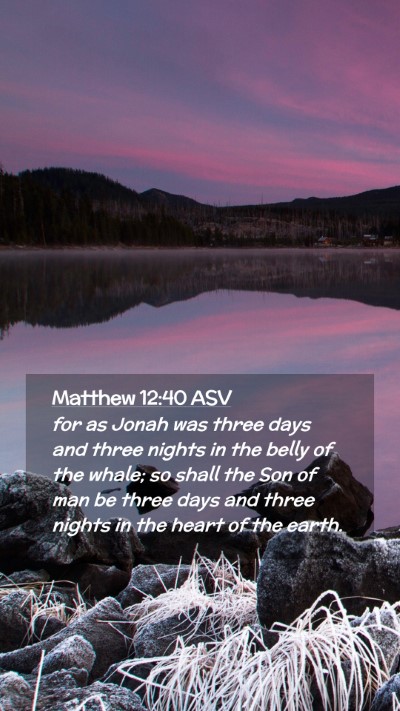 Picture 02 - Matthew 12:40 ASV Mobile Phone Wallpaper - for as Jonah was three days and three nights in - Mobile Bible Verse Wallpaper