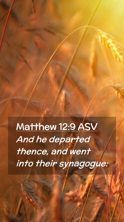Picture 02 - Matthew 12:9 ASV Mobile Phone Wallpaper - And he departed thence, and went into their - Mobile Bible Verse Wallpaper