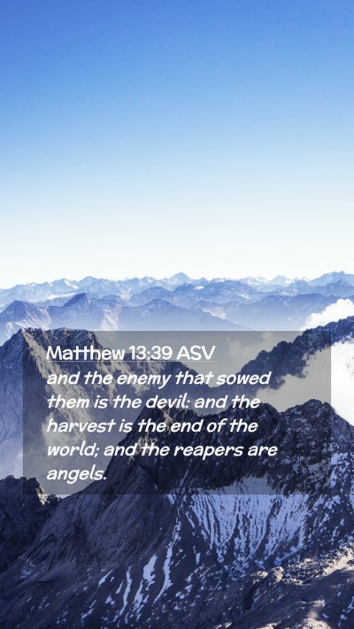 Picture 02 - Matthew 13:39 ASV Mobile Phone Wallpaper - and the enemy that sowed them is the devil: and - Mobile Bible Verse Wallpaper