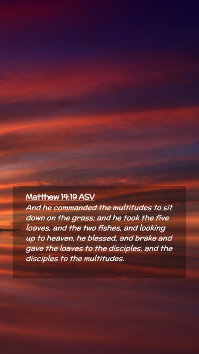 Picture 02 - Matthew 14:19 ASV Mobile Phone Wallpaper - And he commanded the multitudes to sit down on - Mobile Bible Verse Wallpaper