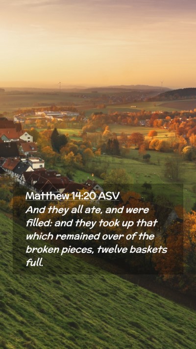 Picture 02 - Matthew 14:20 ASV Mobile Phone Wallpaper - And they all ate, and were filled: and they took - Mobile Bible Verse Wallpaper