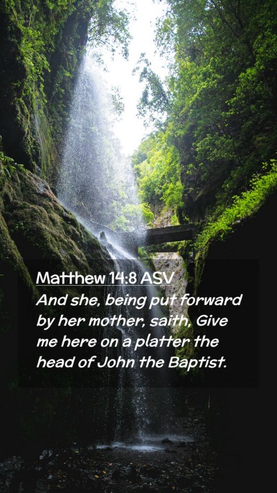 Picture 02 - Matthew 14:8 ASV Mobile Phone Wallpaper - And she, being put forward by her mother, saith, - Mobile Bible Verse Wallpaper