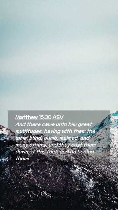 Picture 02 - Matthew 15:30 ASV Mobile Phone Wallpaper - And there came unto him great multitudes, having - Mobile Bible Verse Wallpaper