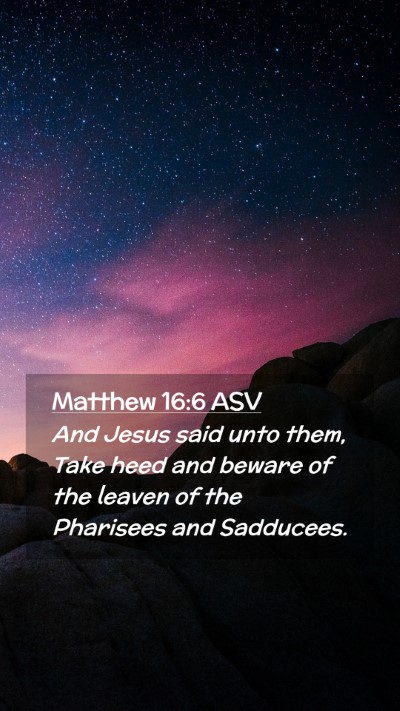 Picture 02 - Matthew 16:6 ASV Mobile Phone Wallpaper - And Jesus said unto them, Take heed and beware of - Mobile Bible Verse Wallpaper