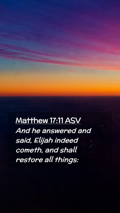Picture 02 - Matthew 17:11 ASV Mobile Phone Wallpaper - And he answered and said, Elijah indeed cometh, - Mobile Bible Verse Wallpaper