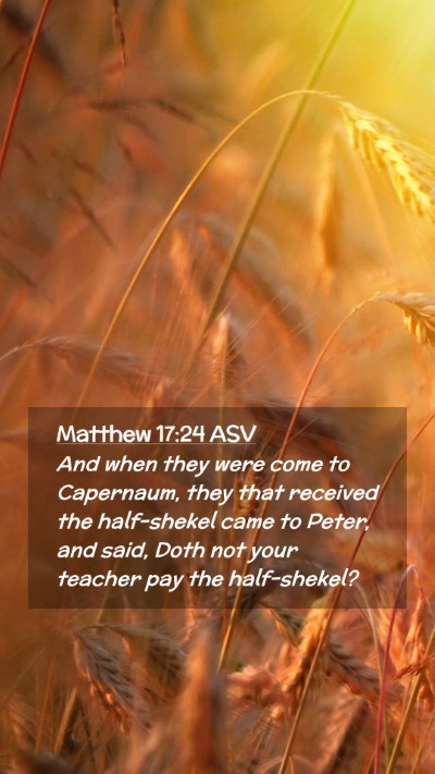 Picture 02 - Matthew 17:24 ASV Mobile Phone Wallpaper - And when they were come to Capernaum, they that - Mobile Bible Verse Wallpaper