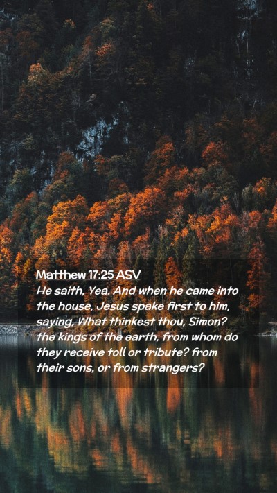 Picture 02 - Matthew 17:25 ASV Mobile Phone Wallpaper - He saith, Yea. And when he came into the house, - Mobile Bible Verse Wallpaper
