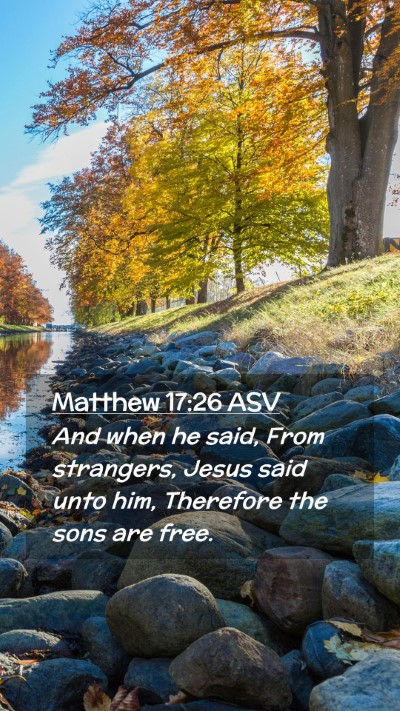 Picture 02 - Matthew 17:26 ASV Mobile Phone Wallpaper - And when he said, From strangers, Jesus said unto - Mobile Bible Verse Wallpaper