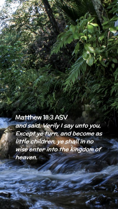 Picture 02 - Matthew 18:3 ASV Mobile Phone Wallpaper - and said, Verily I say unto you, Except ye turn, - Mobile Bible Verse Wallpaper
