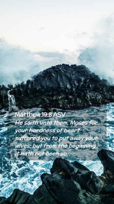 Picture 02 - Matthew 19:8 ASV Mobile Phone Wallpaper - He saith unto them, Moses for your hardness of - Mobile Bible Verse Wallpaper