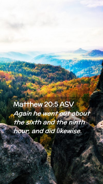 Picture 02 - Matthew 20:5 ASV Mobile Phone Wallpaper - Again he went out about the sixth and the ninth - Mobile Bible Verse Wallpaper