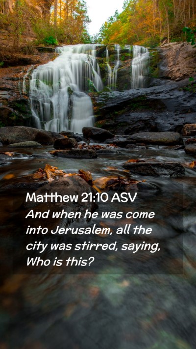 Picture 02 - Matthew 21:10 ASV Mobile Phone Wallpaper - And when he was come into Jerusalem, all the city - Mobile Bible Verse Wallpaper