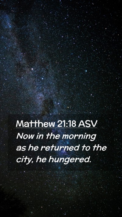 Picture 02 - Matthew 21:18 ASV Mobile Phone Wallpaper - Now in the morning as he returned to the city, he - Mobile Bible Verse Wallpaper