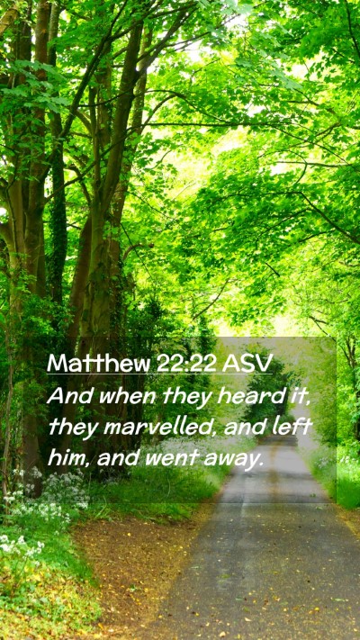 Picture 02 - Matthew 22:22 ASV Mobile Phone Wallpaper - And when they heard it, they marvelled, and left - Mobile Bible Verse Wallpaper