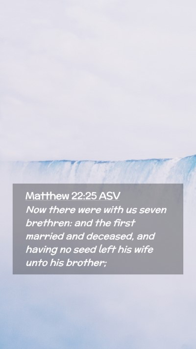 Picture 02 - Matthew 22:25 ASV Mobile Phone Wallpaper - Now there were with us seven brethren: and the - Mobile Bible Verse Wallpaper